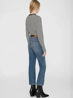 Alessia Long Sleeve Tee in Cream Stripe
