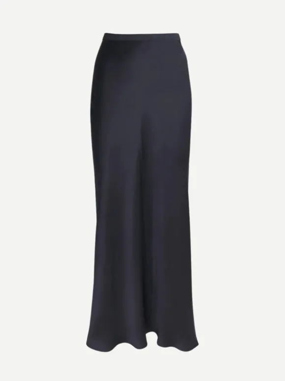 Bar Silk Maxi Skirt in Night Navy