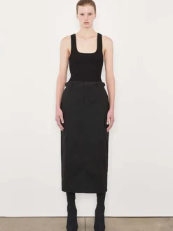 Cargo Skirt Midi in Black