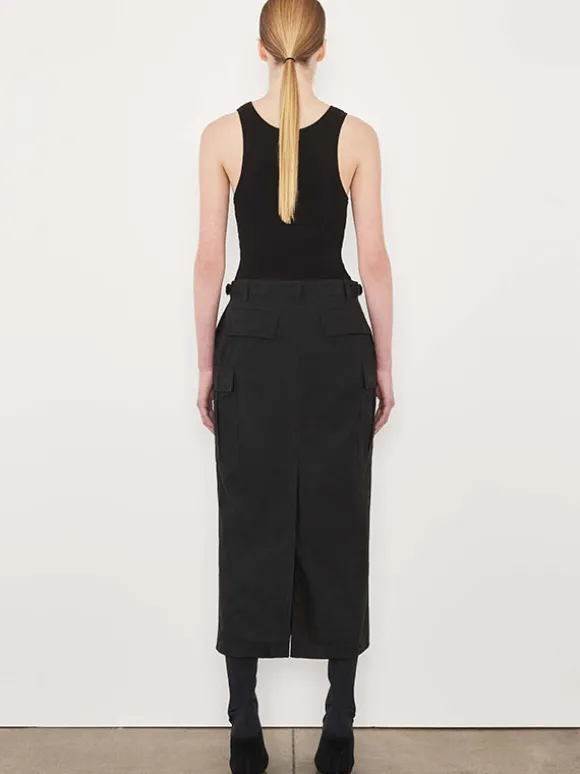 Cargo Skirt Midi in Black