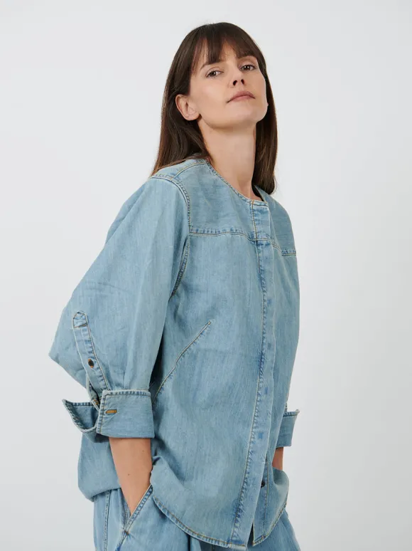 Clarissa Denim Shirt in Ice Blue
