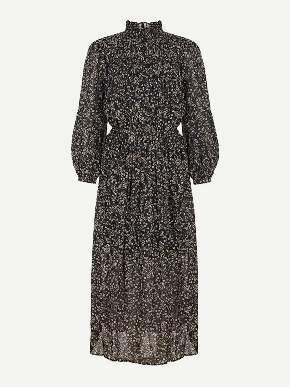Dalida Dress in Black/Ochre