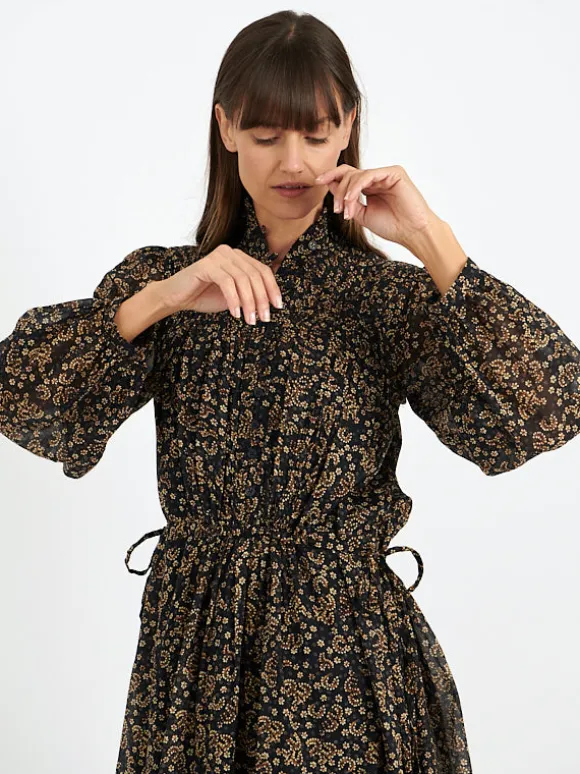 Dalida Dress in Black/Ochre