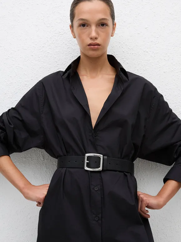 Everyday Shirt Dress in Black