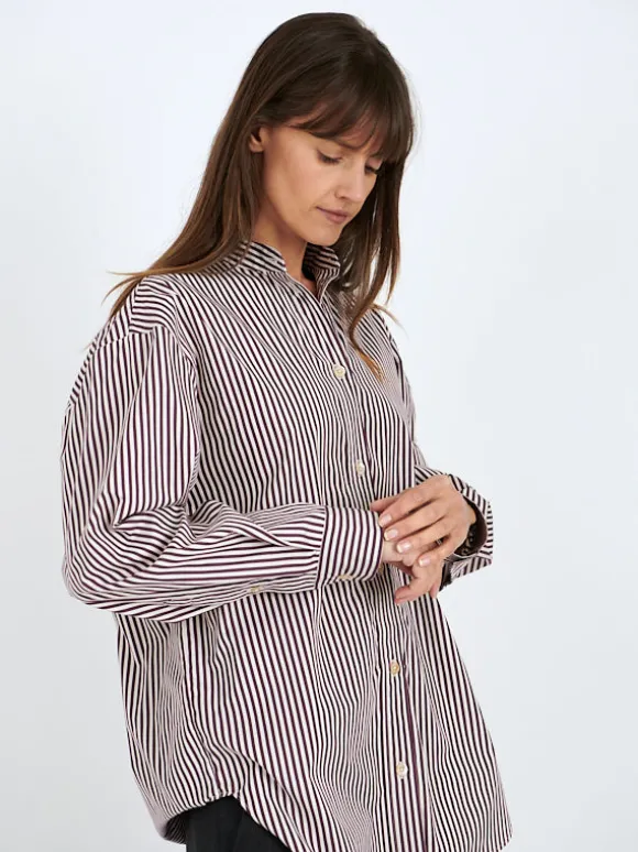 Faby Shirt in Ecru/Burgundy