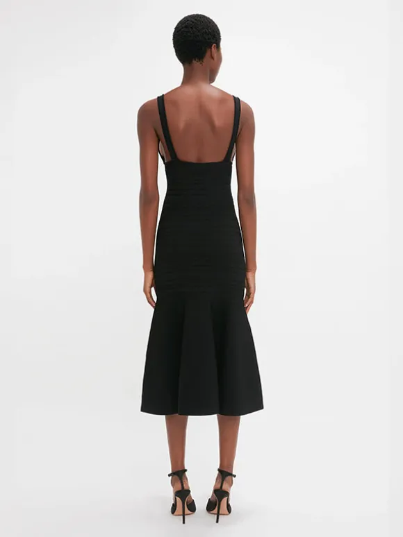 Frame Detail Sleeveless Dress in Black