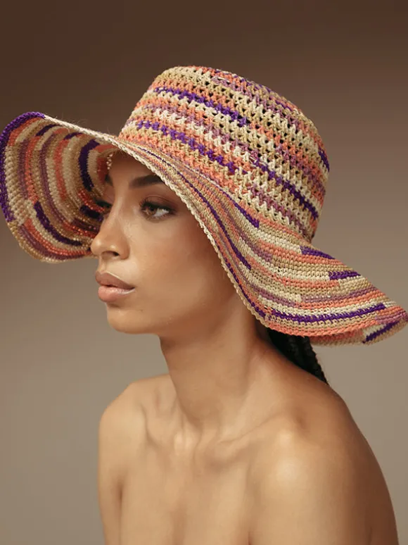 Hippie Fiesta Crochet Hat in Multi Lavender