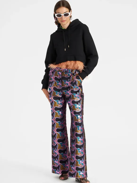 La Comasca Pants in Jacquard Spritz Blue Petrol