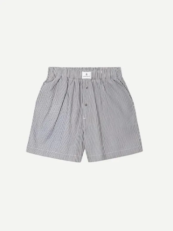 Liam Boxer Short in Grey and White Stripe