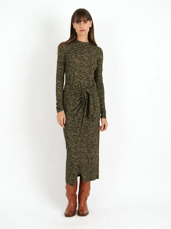 Lisy Dress in Dark Kahki/Lime