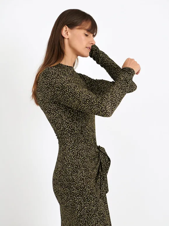 Lisy Dress in Dark Kahki/Lime