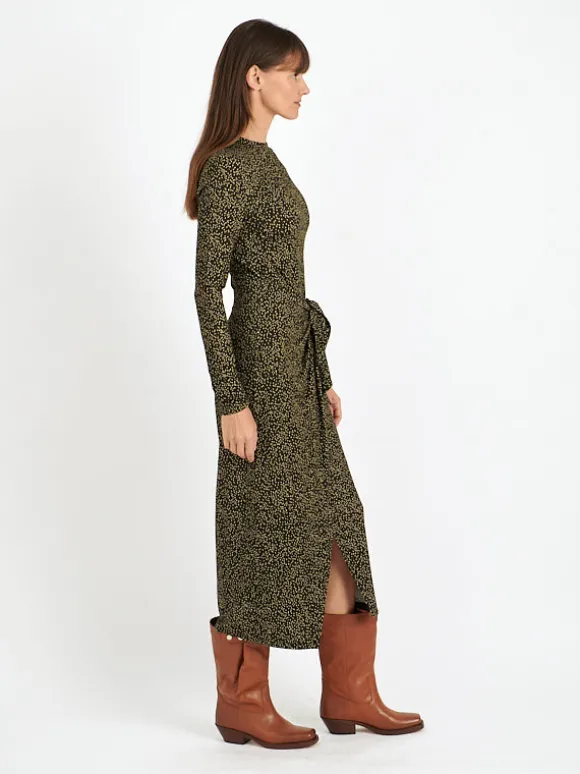 Lisy Dress in Dark Kahki/Lime