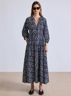 Luminile Tier Maxi Dress in Mira Floral Navy