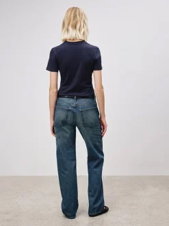 Mariela Crewneck Tee in Dark Navy