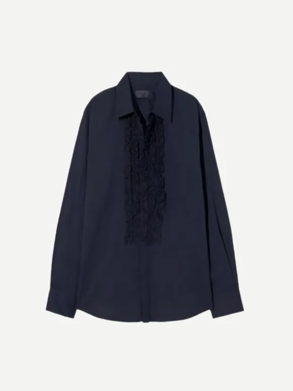 Nathael Ruffle Shirt in Midnight