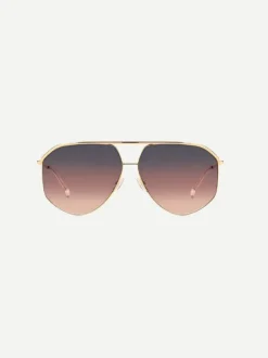 Oversized Aviator Sunglasses in Rose Gold