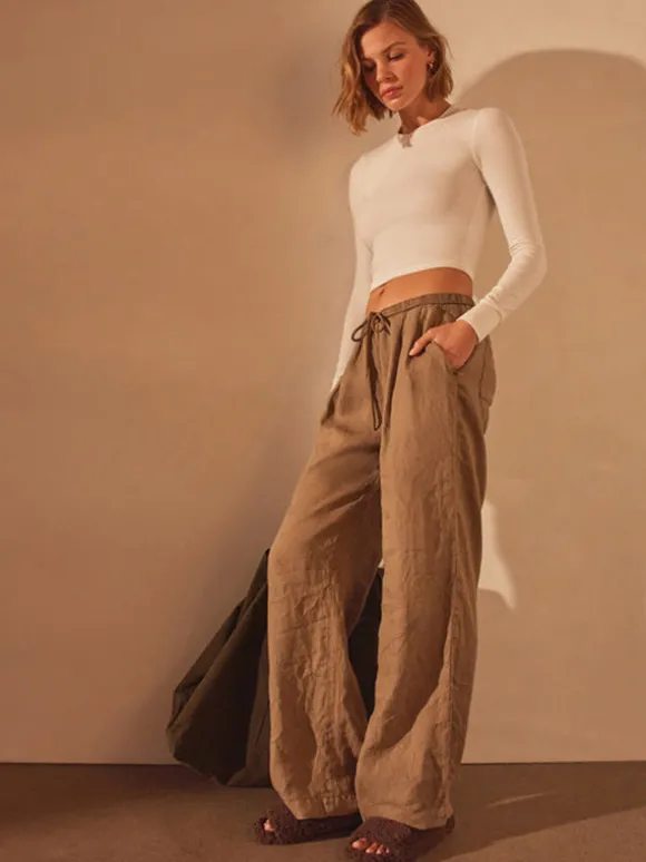 Relaxed Wide Leg Pant in Cashew Pigment