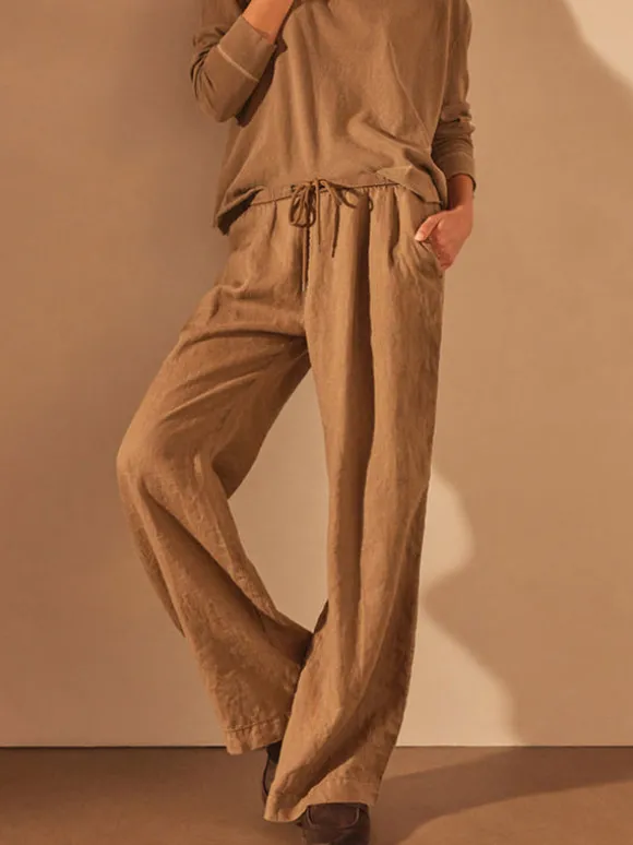 Relaxed Wide Leg Pant in Cashew Pigment