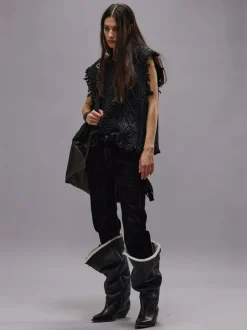 Romeo Jean in Flocked Black