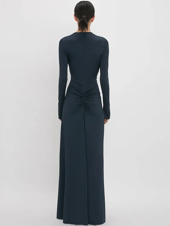 Ruched Detail Gown in Midnight