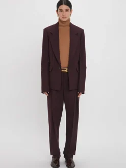 Sleeve Detail Patch Pocket Jacket in Deep Mahogany