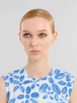 White Poplin Dress in Blooming Print