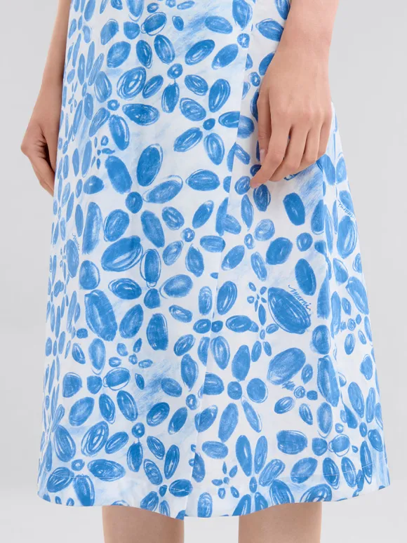 White Poplin Dress in Blooming Print